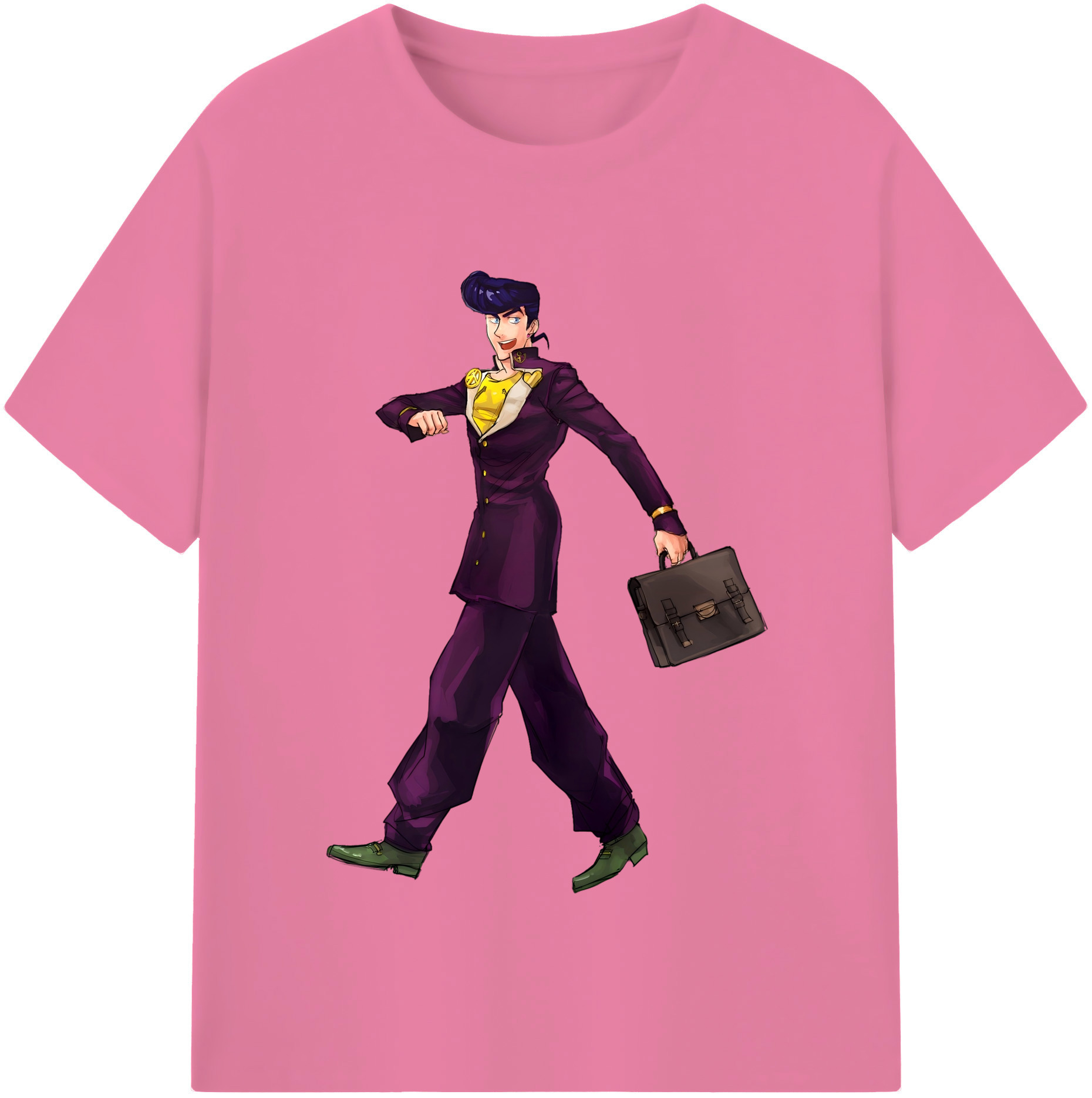 （画像用） ジョジョの奇妙な冒険 ひがしかた じょうすけ JoJo's Bizarre Adventure Higashikata Josuke 綿100％半袖Tシャツ（フロントプリント）